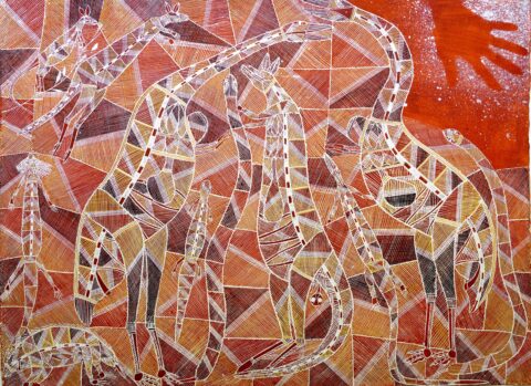 Mimih Kawarlbun Kunj (Mimih Hunting Kangaroo) - Paper - Glen Namundja